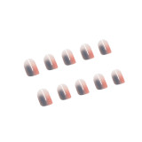 24pcs Pink Smudges False Nails Patch Glue Type Removable Short Paragraph Manicure Nail patch Finished Printing Fake Nails