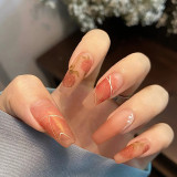 24Pcs Ins Style Printed False Nail Pink Rose Matte Pattern Full Finished Press on Nails Finger Nail Art Decoration for Lady Girl