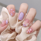 24pcs Bow Love Heart Printed Design False Nails Patch with Glue Women Manicure False Nails Patch with Glue Press On Nails Tips