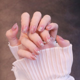 24pcs Full Finished Press on Bride Nail Art Patches 3D Bowknot Design Short Fake Nails lady Nail Salon Decorations False Nails