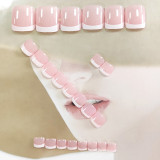 Nude Pink Fake Toenail Sweet Pearl Short Toenails Smooth Foot Nail Art Stickers Shiny Nail Decor Tips Wearable Toe Nail Patch