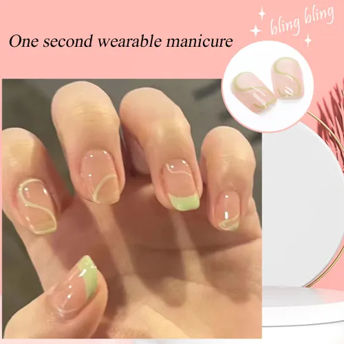 Summer Refresh Green False Nails Short Press On Nails Short Style Fake Nail Fingernails Artificial Nails Removable 24pcs