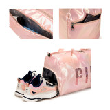 Pink High capacity Holographic Travel Bag Women Outdoor Sports Yoga Dry Wet Separation Shoes Bags for Waterproof Female Handbag