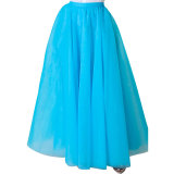 Vintage Tulle Skirt Summer Women Elastic High Waist Mesh Pleated Skirts Elegant A Line Office Ladies Skirt New