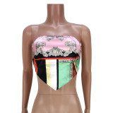Sleeveless Off Shoulder Paisley Print Fashion Sexy Crop Tops Vest Female Underwear Backless Bustier Top