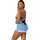 Sleeveless Off Shoulder Paisley Print Fashion Sexy Crop Tops Vest Female Underwear Backless Bustier Top