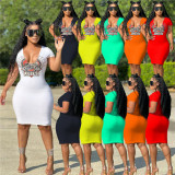 OJW070221 Plastic Midi Women's Short Sleeve Bodycon Summer Dress 2022 made in China