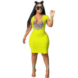 OJW070221 Plastic Midi Women's Short Sleeve Bodycon Summer Dress 2022 made in China