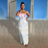 Women Casual Strapless High Waist Loose Hem Maxi Dress for Streetwear Beach Sexy Summer Floor Length Long Dresses