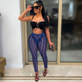 2022 Sexy Club Party Style Women Suit Sleeveless Strapless Short Top Elastic Long Pants Pure Color Lady Two Piece Sets