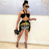 Sexy Streetwear Shorts with Color Strings All Over High Waist Strap Knee Trousers Party Clubwear Women's Summer Clothing 2021