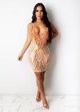Felyn 2020 Best Quality Famous Brand Dress Sparkly Sequins Feather Spaghetti Strap Sexy Party Mini Dress Vestidos
