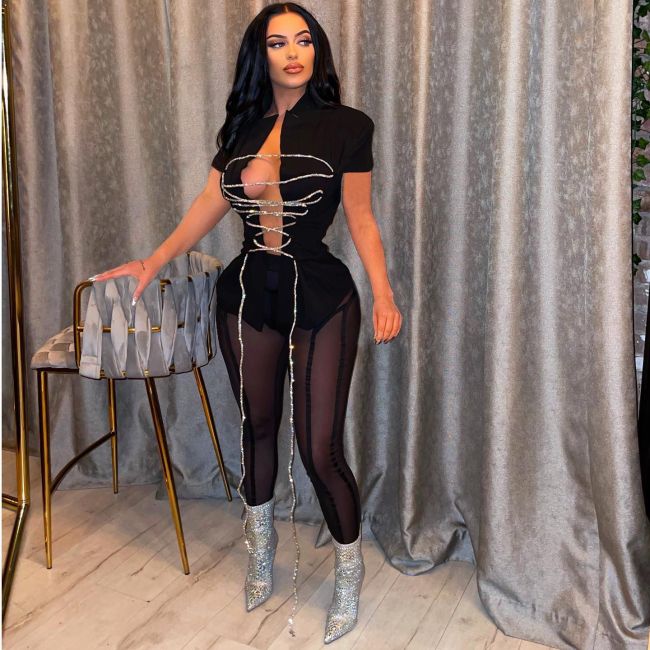 Felyn 2022 High Quality New Design 2 pcs Women Set Solid Bandage Notched Blazer and Long Pants Sexy Club Outfits