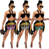 Sexy Streetwear Shorts with Color Strings All Over High Waist Strap Knee Trousers Party Clubwear Women's Summer Clothing 2021