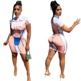 ALS287 women's clothing bikini personalized positioning printing 5-color hip dress