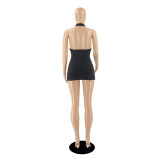 2022 Sexy Women Mini Dress Hollow Out Solid Color Slim Bodycon Sleeveless Backless Party Night Clubwear Dresses For Women