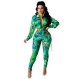 spring and autumn  printing multi-color long-sleeved shirts and trousers home leisure suits