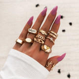 11 Pcs/Set Women Rings sets Vintage Elephant Heart Crown Crystal Geometry Joint Silver Color Ring Set Bohemia Jewelry girls
