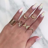11 Pcs/Set Women Rings sets Vintage Elephant Heart Crown Crystal Geometry Joint Silver Color Ring Set Bohemia Jewelry girls