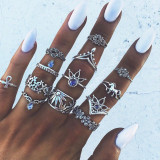 Fashion Multi-layered Finger Ring Set For Women 2022 Trendy Crystal Stone Geometric Knuckle Rings Girls Wedding Party Jewelry