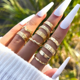 Punk Gothic Black Heart Ring Set For Women Dice Vintage Silver Plated Retro Bee Snake Wing Charm Female Finger Jewelry
