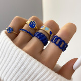 New Enamel Flower Knuckle Ring Set For Women Shining Acrylic Butterfly Angel Letter Embrace Open Ring Lady Trend Jewelry