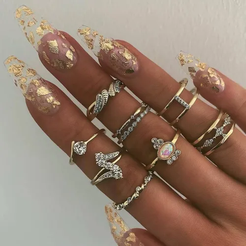 Fashion Multi-layered Finger Ring Set For Women 2022 Trendy Crystal Stone Geometric Knuckle Rings Girls Wedding Party Jewelry