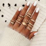 Fashion Multi-layered Finger Ring Set For Women 2022 Trendy Crystal Stone Geometric Knuckle Rings Girls Wedding Party Jewelry