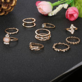 Fashion Multi-layered Finger Ring Set For Women 2022 Trendy Crystal Stone Geometric Knuckle Rings Girls Wedding Party Jewelry