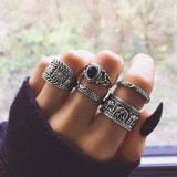 11 Pcs/Set Women Rings sets Vintage Elephant Heart Crown Crystal Geometry Joint Silver Color Ring Set Bohemia Jewelry girls