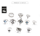 11pcs/Set Midi Knuckle Finger Rings Set For Women Boho crystal lotus tortoise Joint Ring Lady Party Wedding Jewelry Gift