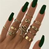 New BOHO Star Snake Knuckle Rings Set For Women Eye Flower Shape Geometric Gold Color Finger Ring Girls Fashion Party Jewelry