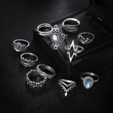 11pcs/Set Boho Women Midi Knuckle Rings Set For Female crystal Feather Lotus Star vintage Finger Ring Wedding Party Jewelry