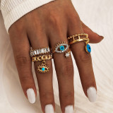 7pcs/Set Trendy Star Moon Knuckle Finger Ring Set For Women Colorful Crystal Geometric Female Wedding Rings  Boho Jewelry