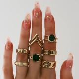 11 Pcs/Set Women Rings sets Vintage Elephant Heart Crown Crystal Geometry Joint Silver Color Ring Set Bohemia Jewelry girls