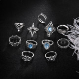 11pcs/Set Boho Women Midi Knuckle Rings Set For Female crystal Feather Lotus Star vintage Finger Ring Wedding Party Jewelry