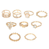 Fashion Multi-layered Finger Ring Set For Women 2022 Trendy Crystal Stone Geometric Knuckle Rings Girls Wedding Party Jewelry