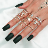 Fashion Multi-layered Finger Ring Set For Women 2022 Trendy Crystal Stone Geometric Knuckle Rings Girls Wedding Party Jewelry
