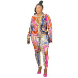 spring and autumn  printing multi-color long-sleeved shirts and trousers home leisure suits