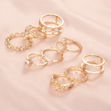 Fashion Multi-layered Finger Ring Set For Women 2022 Trendy Crystal Stone Geometric Knuckle Rings Girls Wedding Party Jewelry