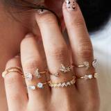 Fashion Multi-layered Finger Ring Set For Women 2022 Trendy Crystal Stone Geometric Knuckle Rings Girls Wedding Party Jewelry