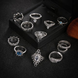 12pcs/Set Fashion Elephant Knuckle Rings Set For Women Crystal Stone Feather finger Ring Female Boho Party Jewelry Gift
