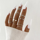 Punk Gothic Black Heart Ring Set For Women Dice Vintage Silver Plated Retro Bee Snake Wing Charm Female Finger Jewelry