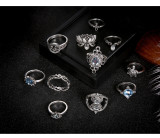 11pcs/Set Midi Knuckle Finger Rings Set For Women Boho crystal lotus tortoise Joint Ring Lady Party Wedding Jewelry Gift