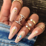 7pcs/Set Trendy Star Moon Knuckle Finger Ring Set For Women Colorful Crystal Geometric Female Wedding Rings  Boho Jewelry