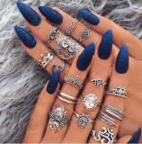 7pcs/Set Trendy Star Moon Knuckle Finger Ring Set For Women Colorful Crystal Geometric Female Wedding Rings  Boho Jewelry