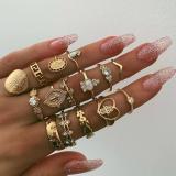 New BOHO Star Snake Knuckle Rings Set For Women Eye Flower Shape Geometric Gold Color Finger Ring Girls Fashion Party Jewelry