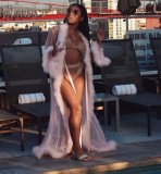 factory direct supply wholesale Fashion long temptation sexy lingerie sexy furry bathrobe nightdress Robes