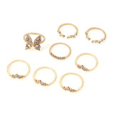 New Butterfly Open Ring Set for Women Bohemian Crystal Geometric Kunckle Finger Rings Female Boho Wedding Jewelry