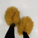 Luxury Fur Slippers Women Round Toe Mongolian Fur Slides Woman Shoes Women Flat Half Slippers Fur Slides